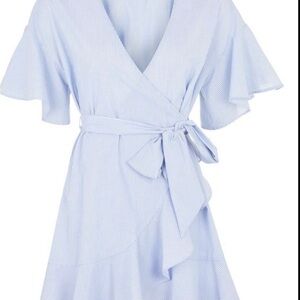 Top shop striped blue wrap dress